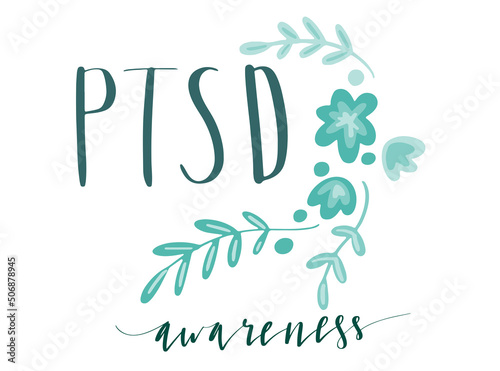 PTSD Awareness hand lettering vector illustration