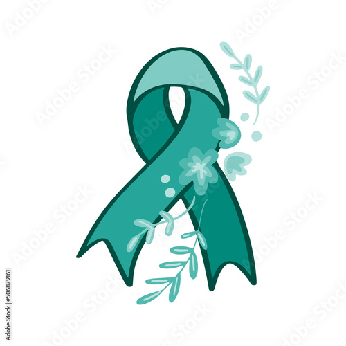 PTSD Awareness and Support Ribbon Symbol illustration vector with flowers