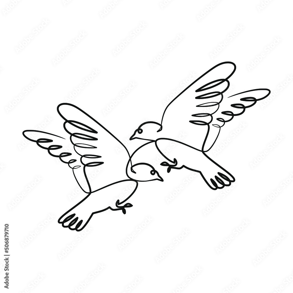 Obraz premium Continuous one line art drawing of couple bird