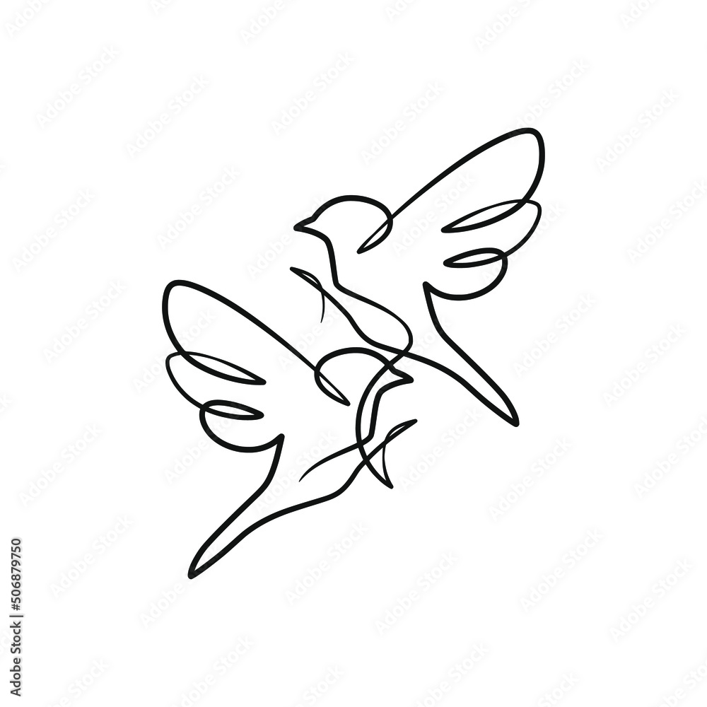 Continuous one line art drawing of couple bird Continuous one line art drawing of couple bird