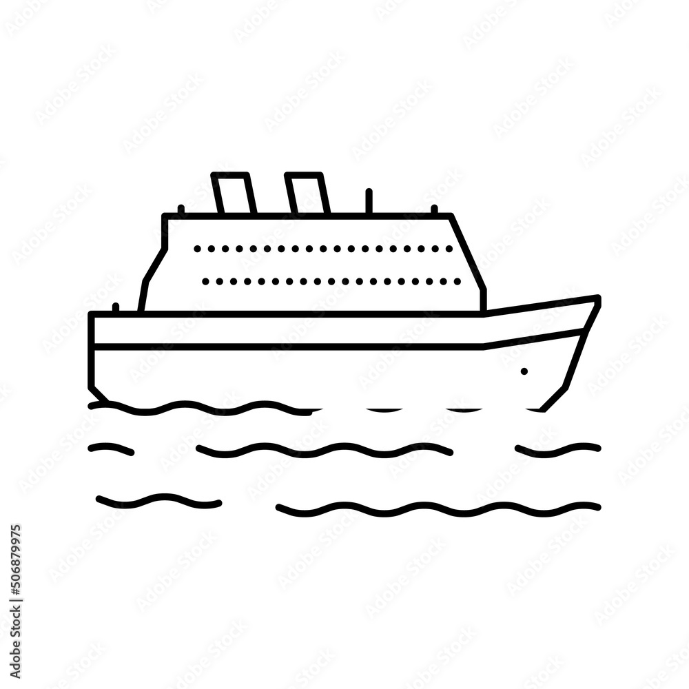 Obraz premium ship sea transport line icon vector illustration