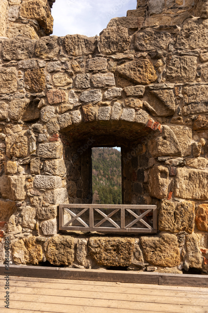 Window in the ruined monastery on the mountain Oybin. Saxony. Germany. Europe Window in the ruined monastery on the mountain Oybin. Saxony. Germany. Europe