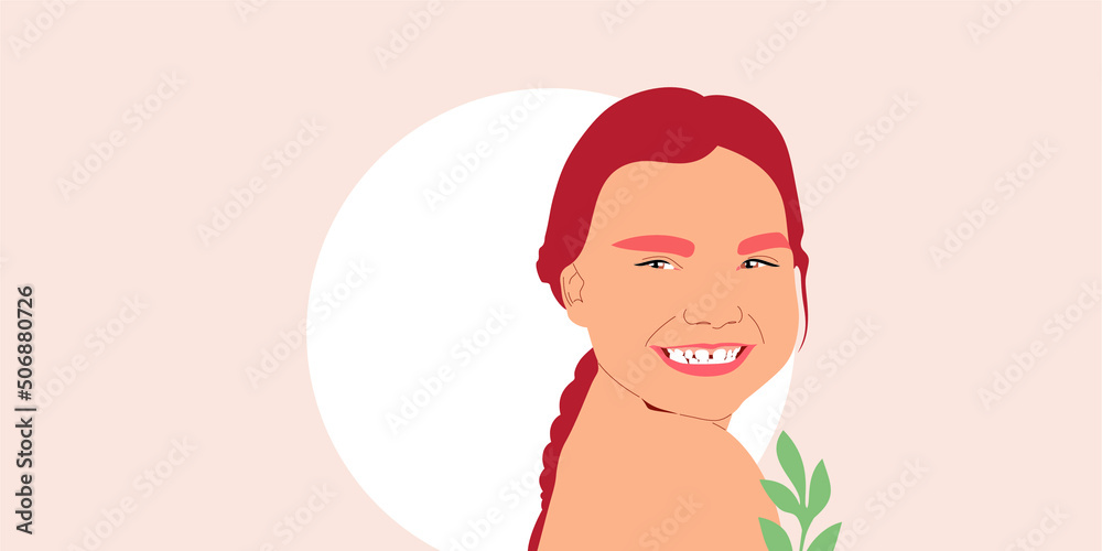 Portrait of happy cute child girl. The face of a smiling schoolgirl. Vector illustration. Portrait of happy cute child girl. The face of a smiling schoolgirl. Vector illustration.