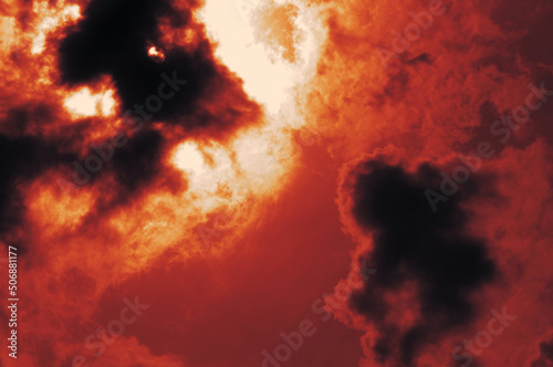 The red sky background looked like smoke and fire. bomb Violent. for wallpaper, backdrop and design.
