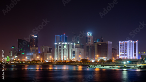 Manama Skyline At Night, Bahrain
