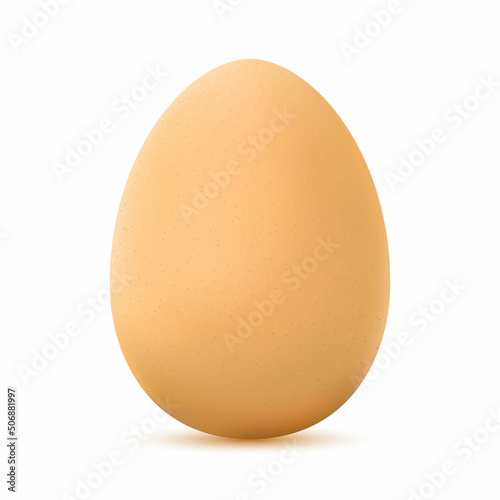 Realistic brown chicken egg. Blank of natural ecological product. Concept for healthy food, easter holiday, organic product farm. 3d detailed vector illustration