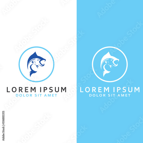Fish logo, fishinghook, fish oil and seafood restaurant icon. With vector icon concept design illustration template