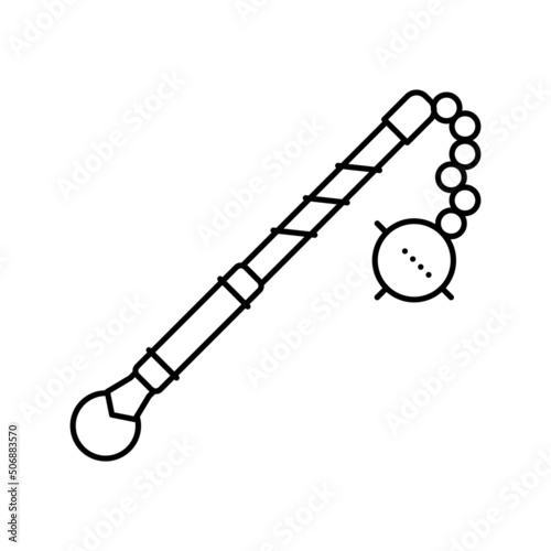 flail medieval weapon line icon vector illustration
