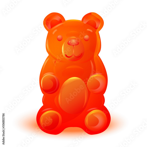 Bright colorful gummy bear jelly candy. Yummy sweet realistic vector isolated illustration. 