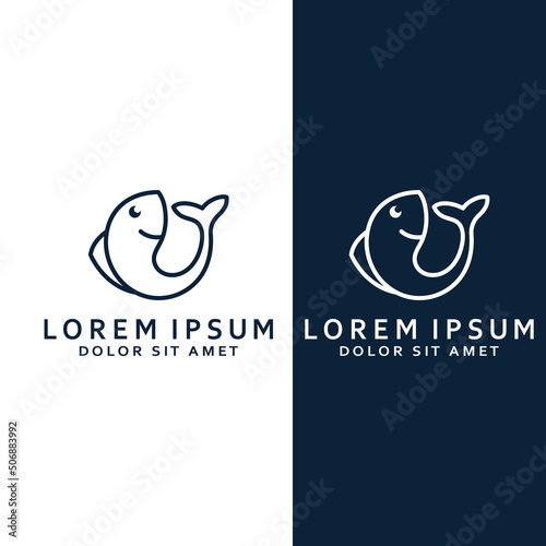 Fish logo, fishinghook, fish oil and seafood restaurant icon. With vector icon concept design illustration template