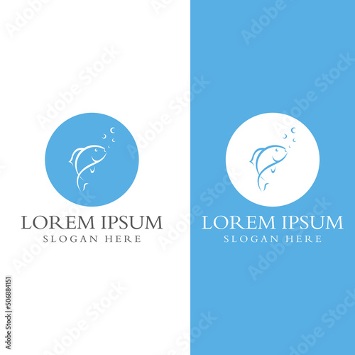 Fish logo, fishinghook, fish oil and seafood restaurant icon. With vector icon concept design illustration template