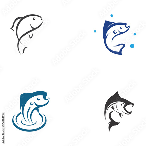 Fish logo, fishinghook, fish oil and seafood restaurant icon. With vector icon concept design illustration template