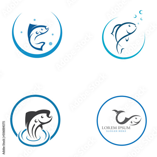 Fish logo, fishinghook, fish oil and seafood restaurant icon. With vector icon concept design illustration template