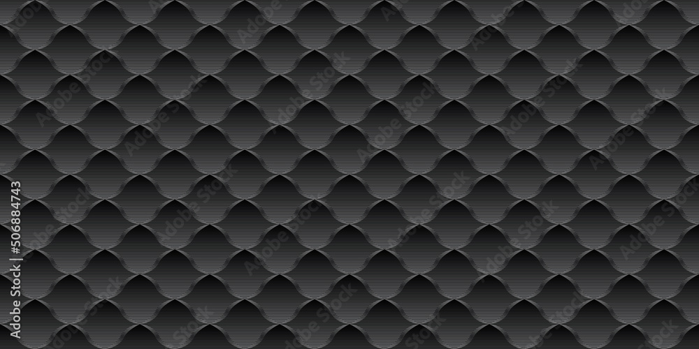 Naklejka premium Black quilting pattern, seamless background