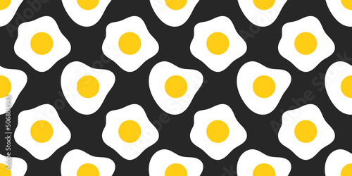 Fried eggs seamless food pattern. Breakfast.