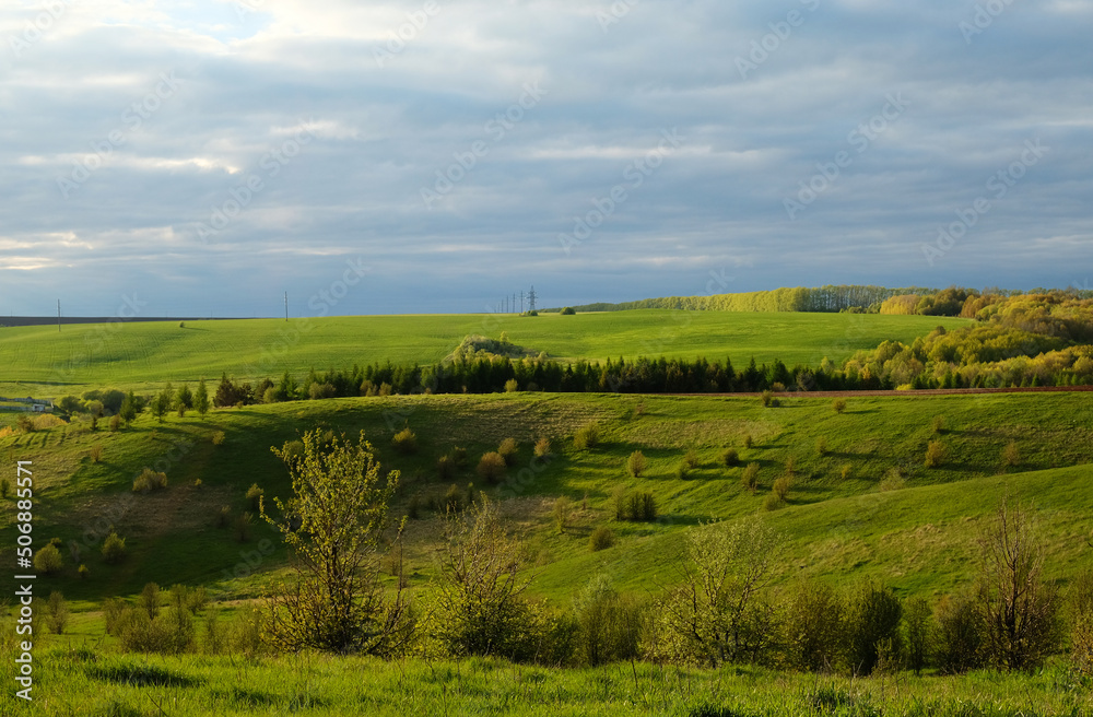 Obraz premium Beautiful landscape of expanses of green hills. Tatarstan, Russia