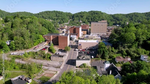 aerial reveal bluefield west virginia skyline photo