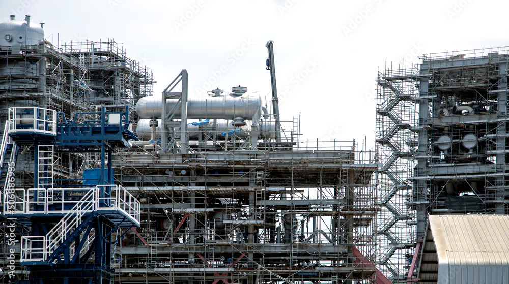 Construction of oil and gas refinery metal pipes of industrial plant