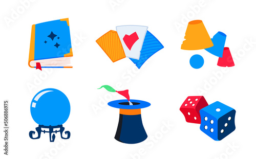 Performance and illusion - flat design style icons set