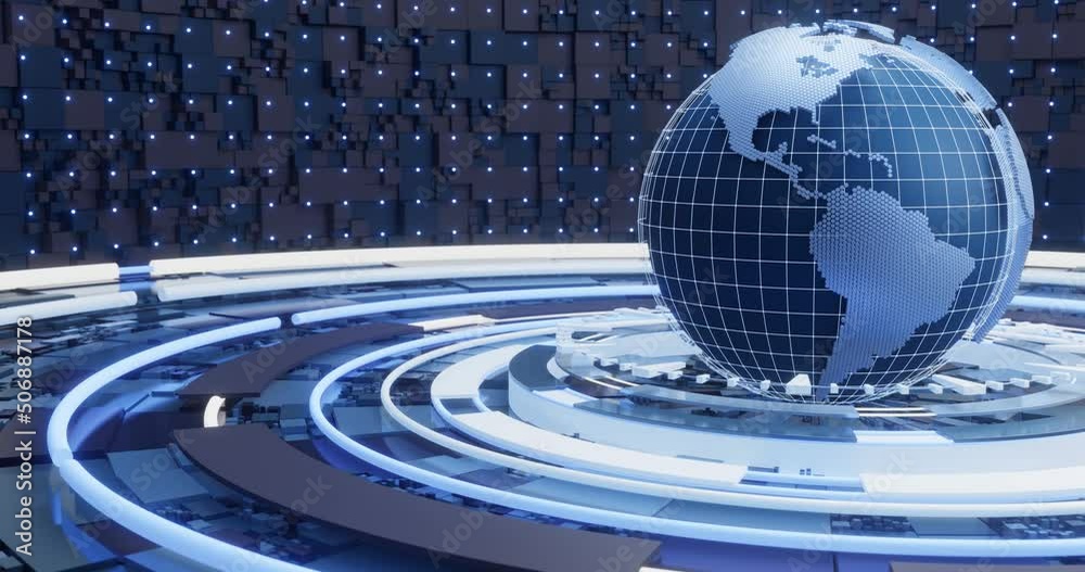 3D Global Digital World map. Futuristic cosmic planet globe. Sci Fi earth looped animation.