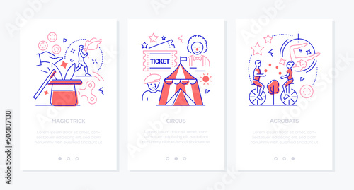 Circus and fun fair - line design style banners set