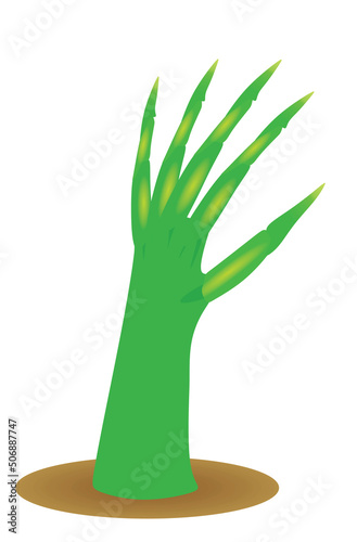 Zombie green hand. vector illustration