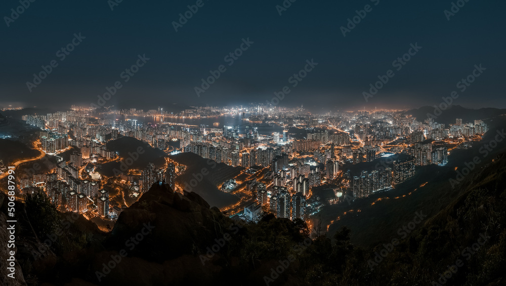 Panoramic view of Hong Kong at Night
