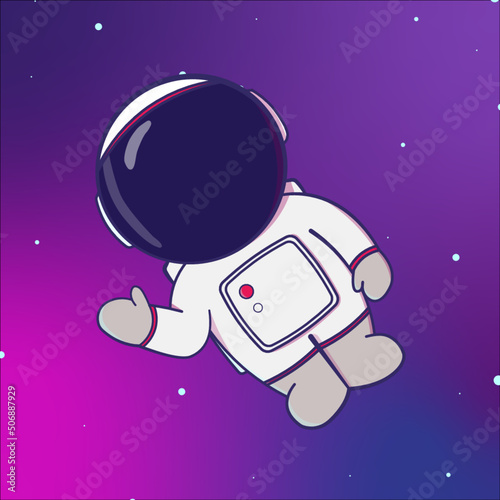 Little Astronaut - Floating - Vector Illustration