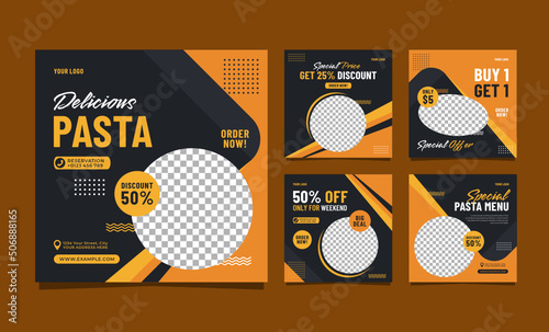 Delicious pasta social media food template design