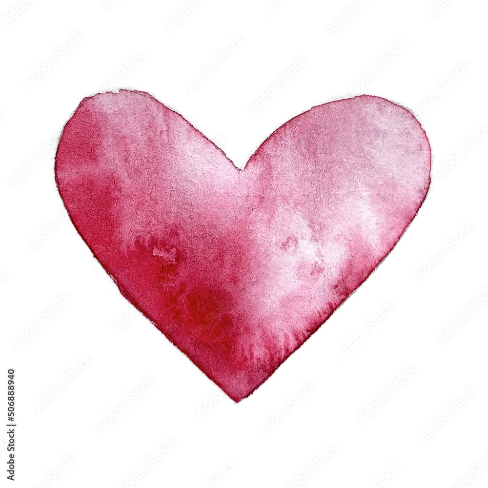 Hand drawn watercolor isolated pink heart