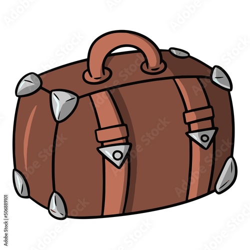 Brown leather travel suitcase, vector illustration , design element