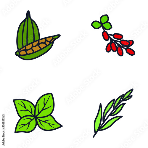 Spices and herbs set icon symbol template for graphic and web design collection logo vector illustration