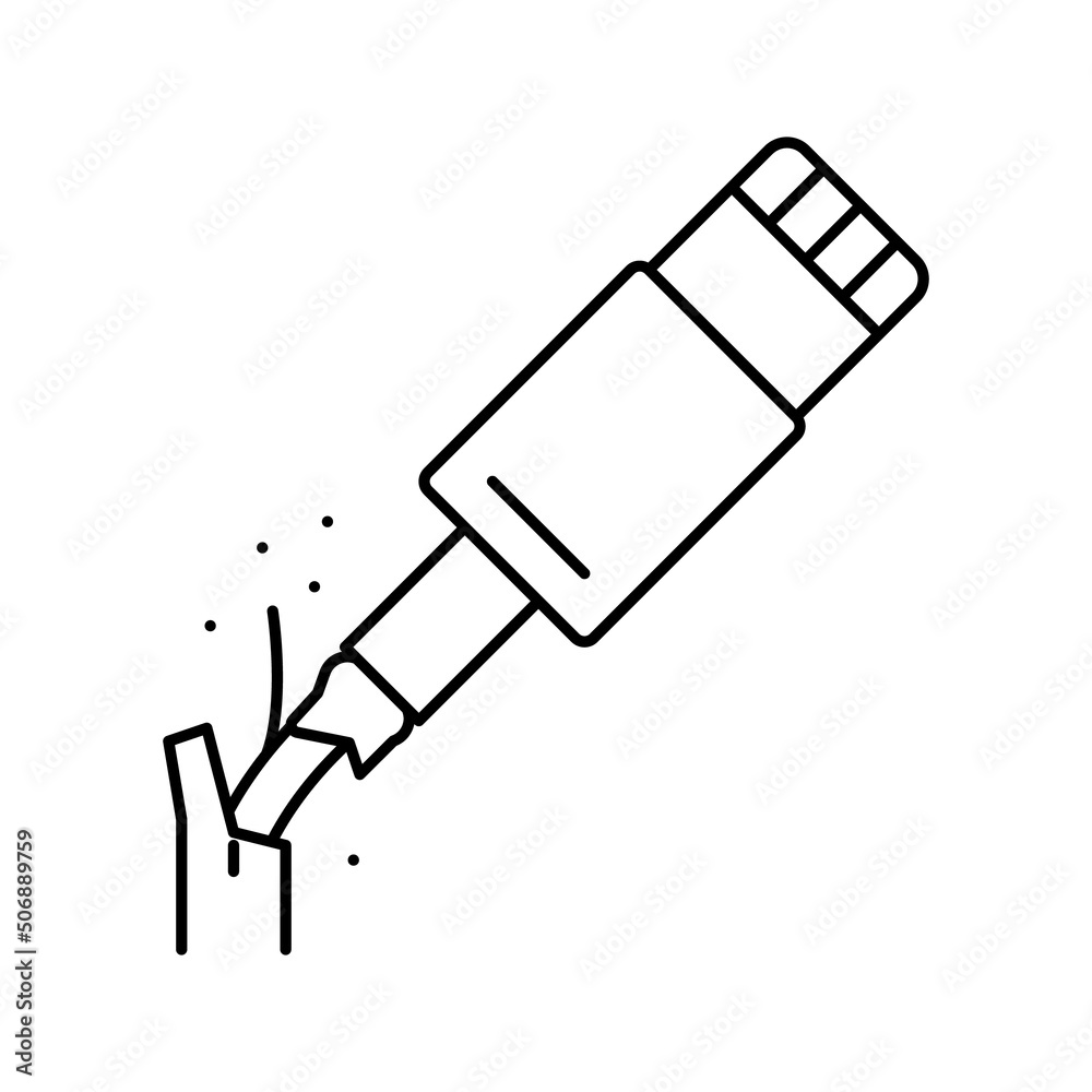 broken cable charger line icon vector illustration broken cable charger line icon vector illustration