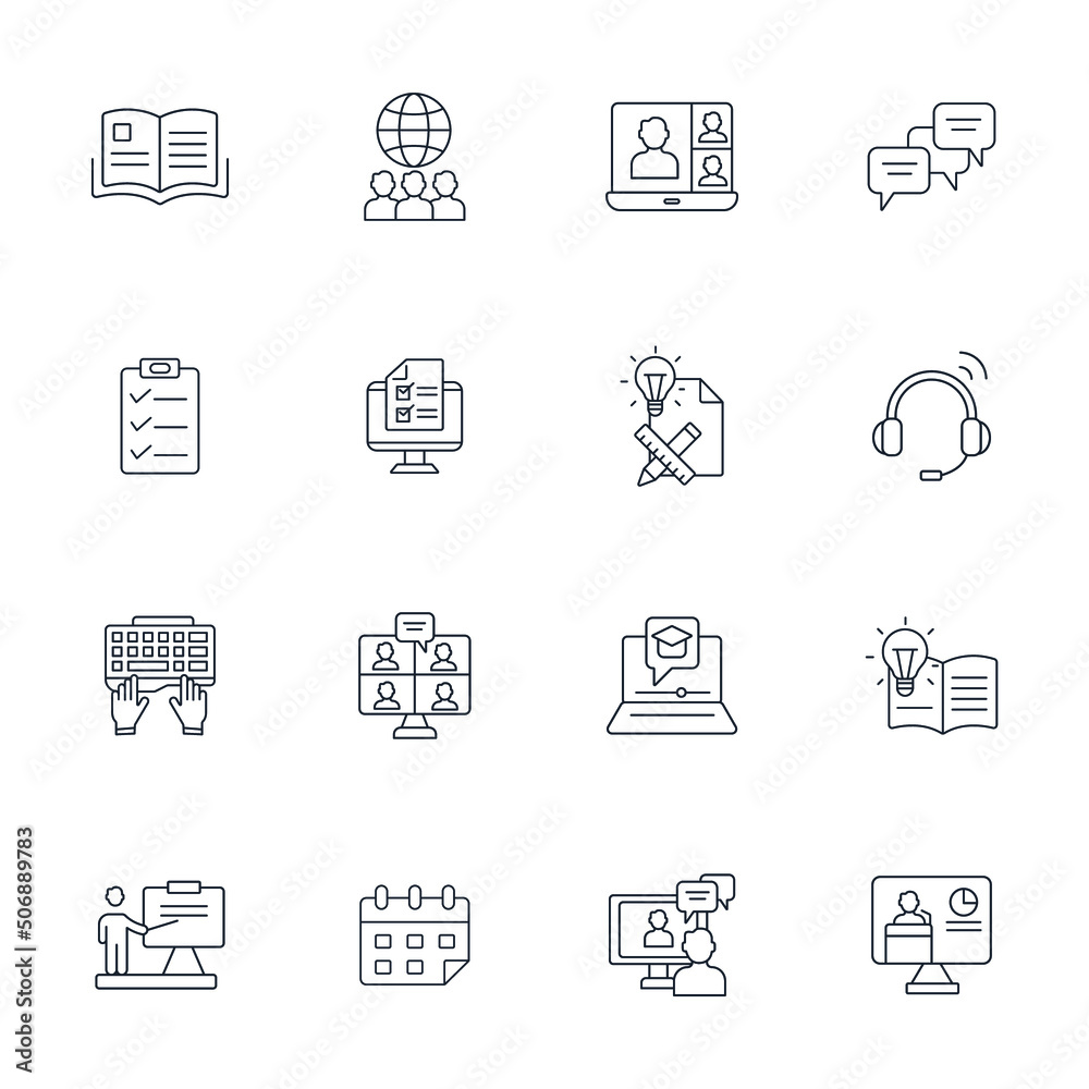 Online training icons set . Online training pack symbol vector elements for infographic web Online training icons set . Online training pack symbol vector elements for infographic web
