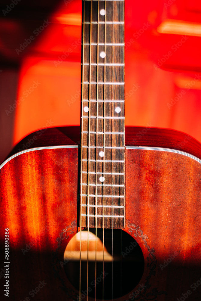 Fototapeta premium guitar on wooden background