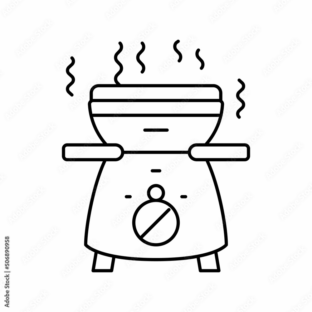 warmer fondue line icon vector illustration