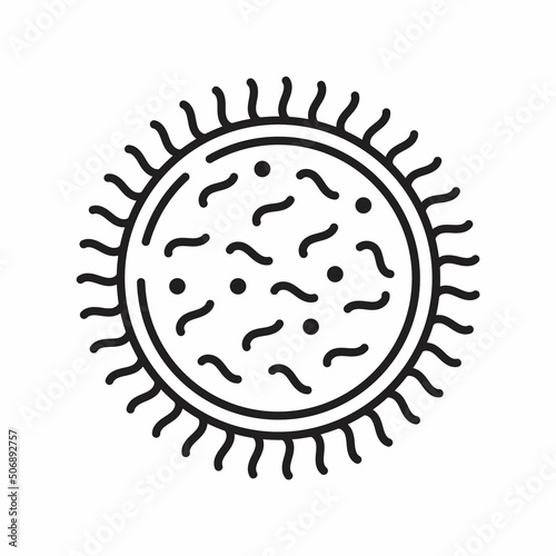 Bacteria, virus icon in line, outline style. Viral infection, amoeba, infusoria simple sign for app, web.