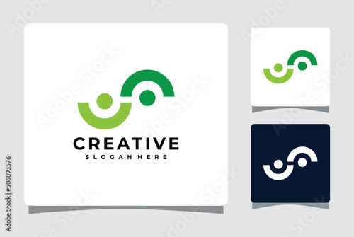 Abstract People Logo Template With Business Card Design Inspiration