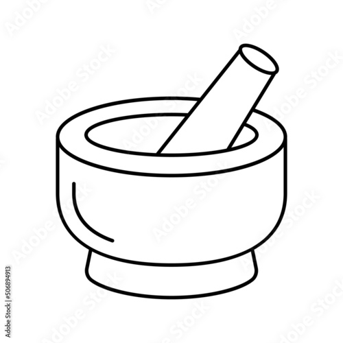mortar pestle tool line icon vector illustration