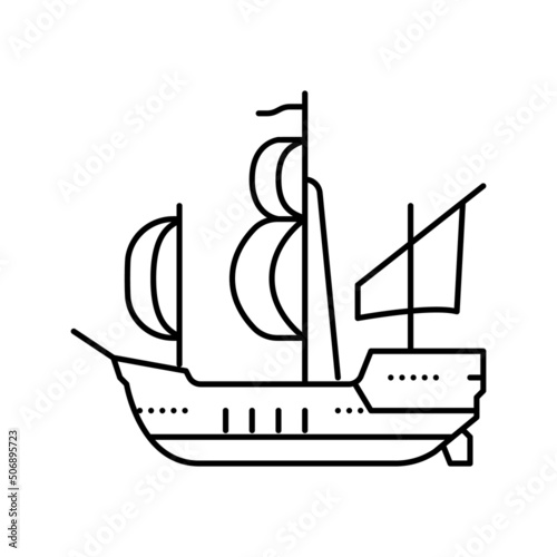 ship medieval line icon vector illustration