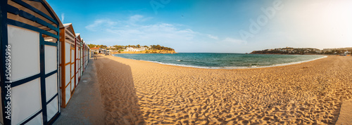 Fotografie, Obraz Famous beach huts in Sagaro with Playa de Sant Pol, Costa Brava