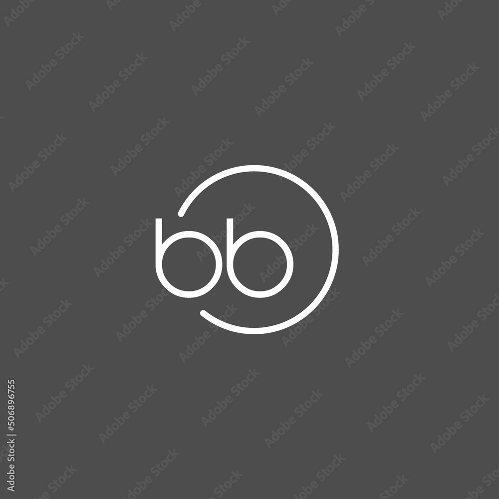 Letter BB logo monogram with circles line style, simple but elegant logo design - obrazy, fototapety, plakaty 