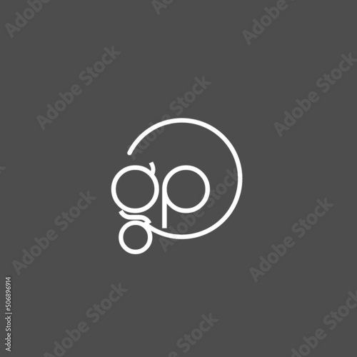 Letter GP logo monogram with circles line style, simple but elegant logo design