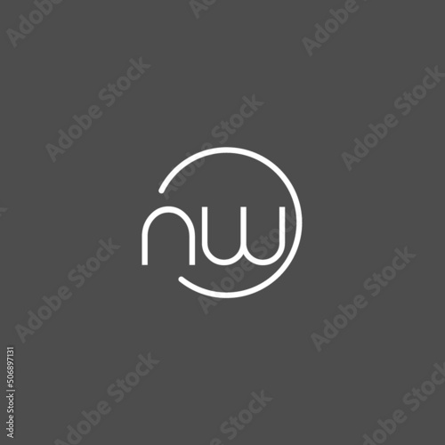 Letter NW logo monogram with circles line style, simple but elegant logo design