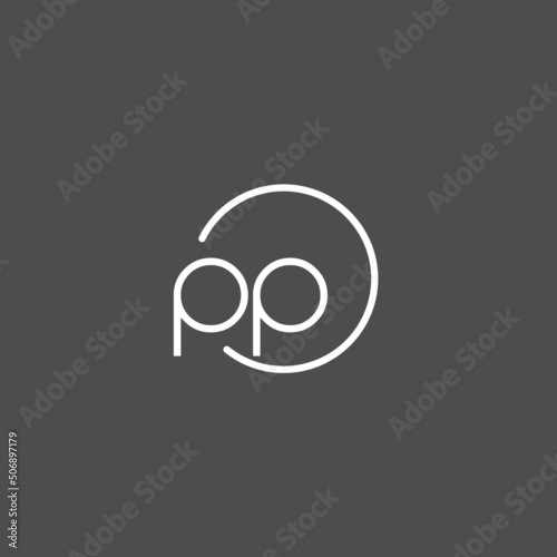 Letter PP logo monogram with circles line style, simple but elegant logo design photo