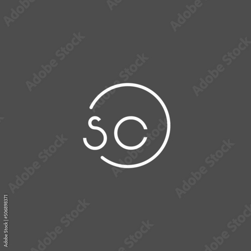 Letter SC logo monogram with circles line style, simple but elegant logo design