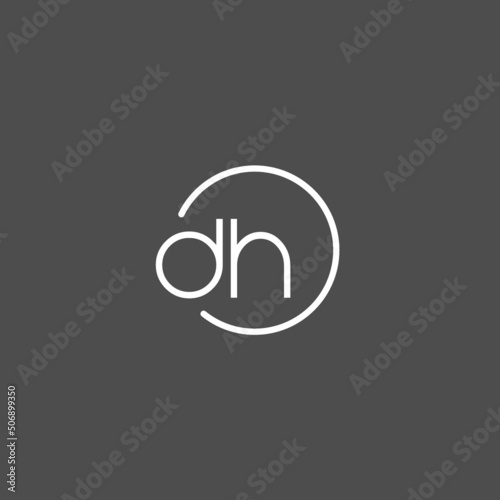 Letter DH logo monogram with circles line style, simple but elegant logo design