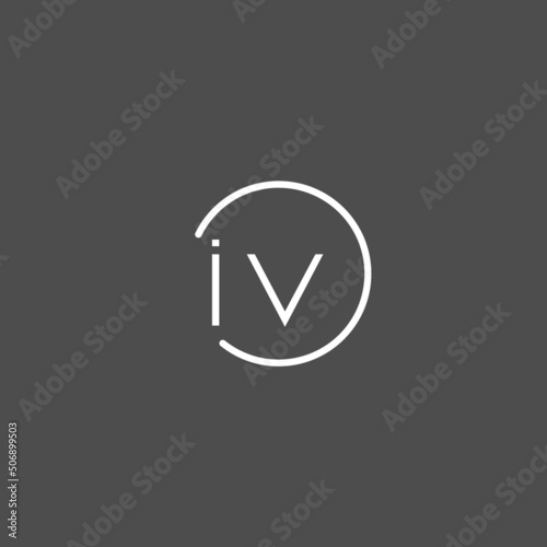 Letter IV logo monogram with circles line style, simple but elegant logo design