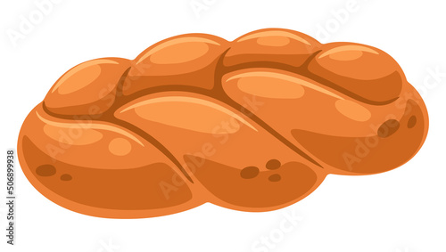 Illustration of fresh challah. Image for bakeries and groceries.
