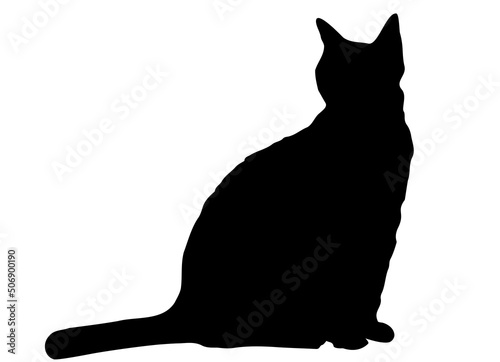 Vector - Fluffy Cat Silhouette Sitting